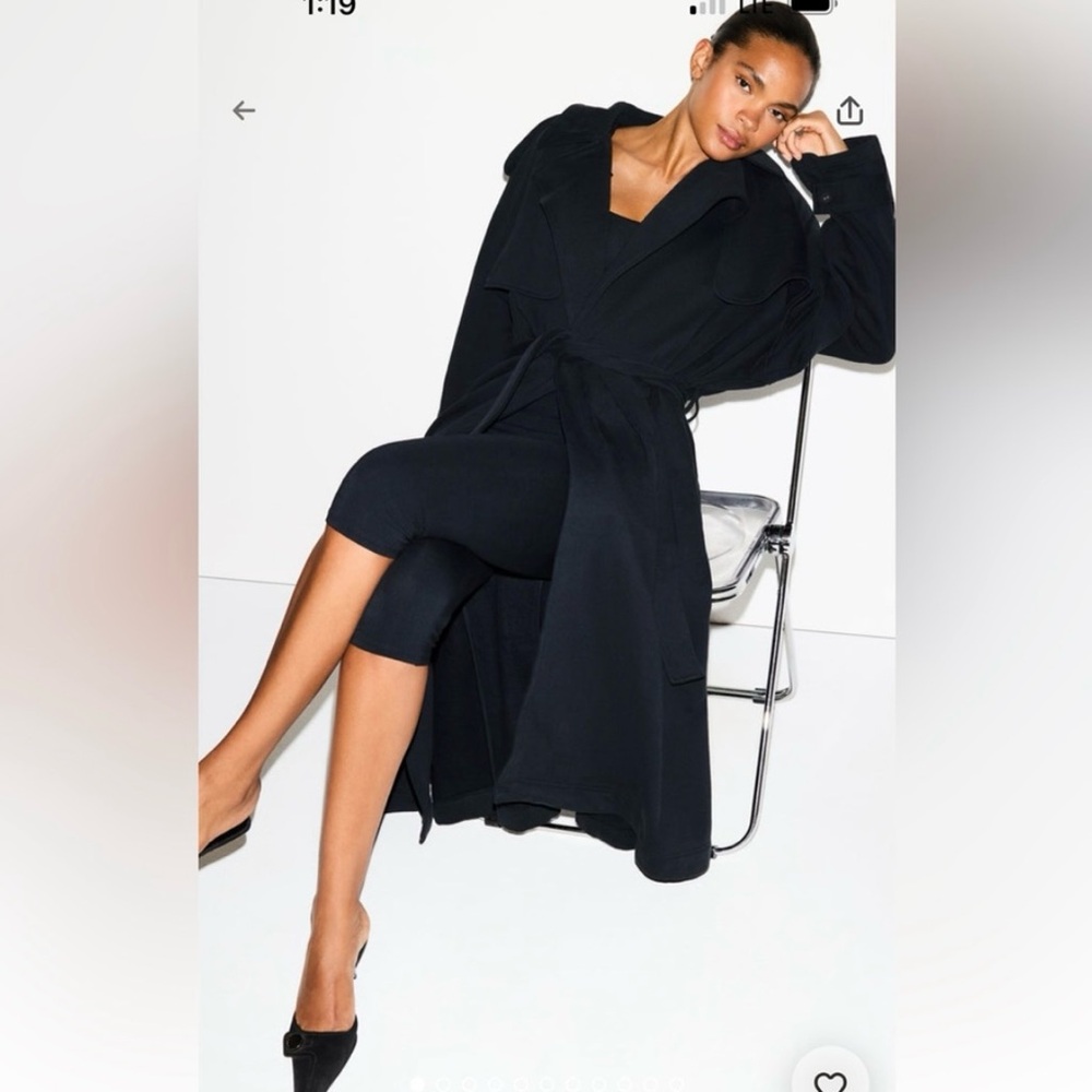 SKIMS NWT Boyfriend Fleece Trench Coat - Onyx XXS VERY OVERSIZED WILL FIT S-L